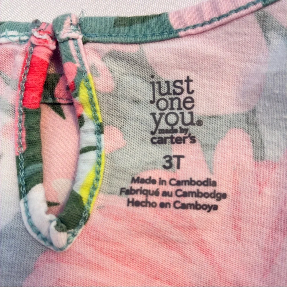 Carter's Toddler Girl's Green Pink Floral Dress Size 3T